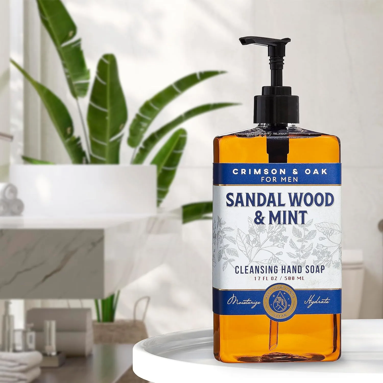 Body Prescriptions Crimson & Oak Men's Deep Cleansing Hand Soap with Pump Dispenser, 17 Fl Oz (Pack of 2), Sandalwood and Mint