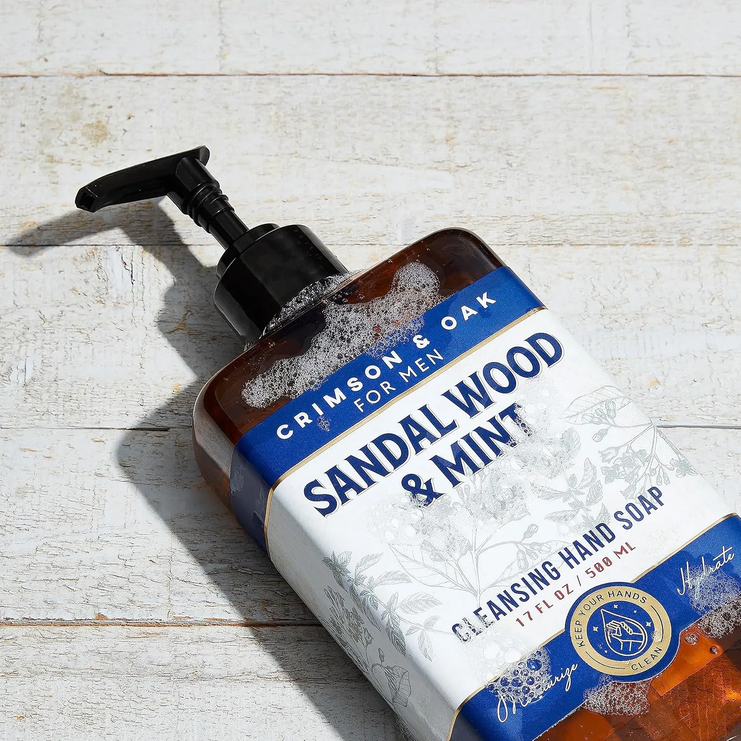 Body Prescriptions Crimson & Oak Men's Deep Cleansing Hand Soap with Pump Dispenser, 17 Fl Oz (Pack of 2), Sandalwood and Mint