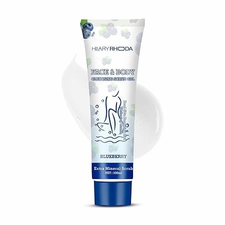 Body Cleansing Scrub Gel | Dead Skin Removing Cleansing Scrub Gel | Gently Exfoliates Skin Cells | Removes Dirt & Oil | 100ml (Blueberry -Shade 01)