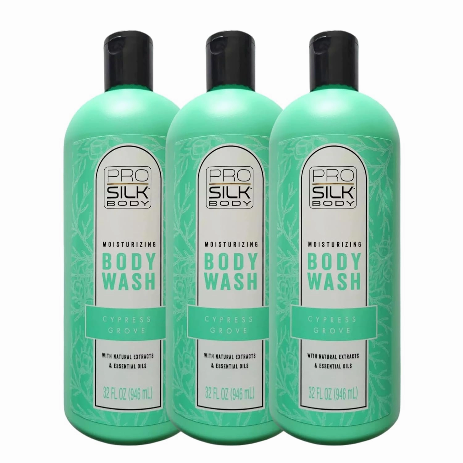 Body Wash Pro Silk Moisturizing, Cypress Grove, with Natural Extracts & Essential Oils, 32 OZ (3-Pack)