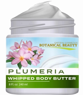 Botanical Beauty PLUMERIA WHIPPED BODY BUTTER with Shea Butter, Cocoa Butter, Coconut Oil for All Skin Types, for Dry, Sensitive Skin. Moisturizing Cream for Women, Men (8 Fl Oz 240 ml)