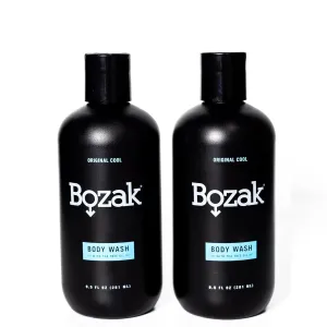 Bozak Cooling Body Wash for Men and Women - Moisturizes, Provides Jock Itch, Athlete's Foot, and Odor Defense - Paraben Free, Dye Free, Sulfate Free - Double Pack