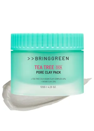 BRING GREEN Tea Tree Cica Pore Clay Pack | Vegan Deep Pore Cleansing Clay Mask, for Pore Purifying, Contains Cica & Tea tree for Soothing & Relieving Stressed Skin 4.23 oz.