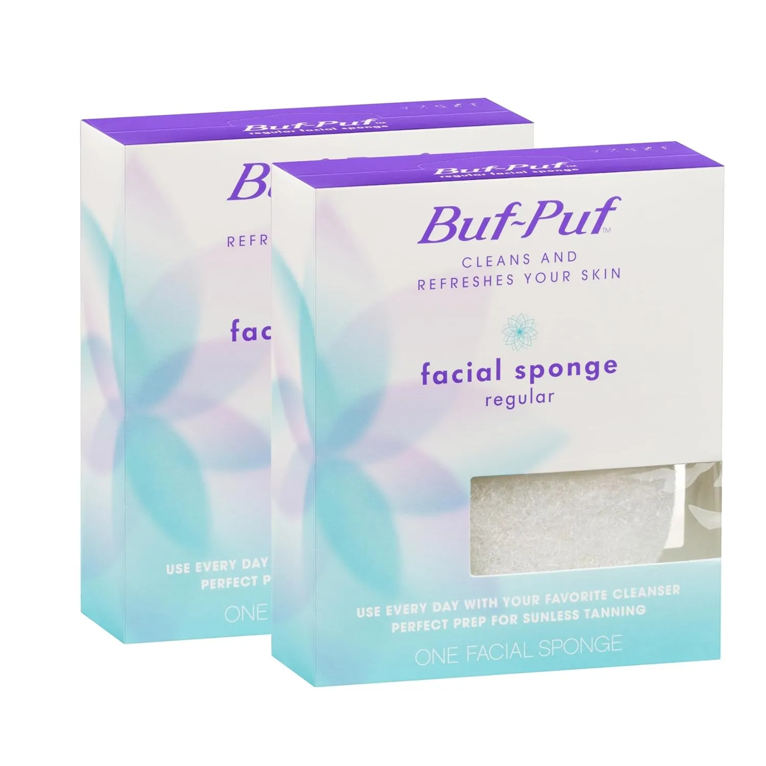 Buf-Puf Facial Sponge, Dermatologist Developed, Removes Deep Down Dirt & Makeup That Causes Breakouts and Blackheads, Reusable, Exfoliating, White, 2 Count