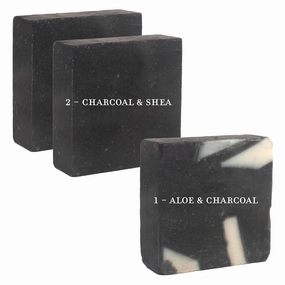 Bundle of Majestic Lather Activated Charcoal & Shea Butter   Majestic Lather Soothing Aloe & Activated Charcoal Luxury Bar Soap for Face, Body, Dry Sensitive Skin. All Skin Types