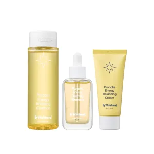 BY WISHTREND Propolis Energy Boosting Trio, Bossting Essence & Calming Ampoule & Balancing Cream, Propolis & Vitamin C, 3 Step Skincare Routine