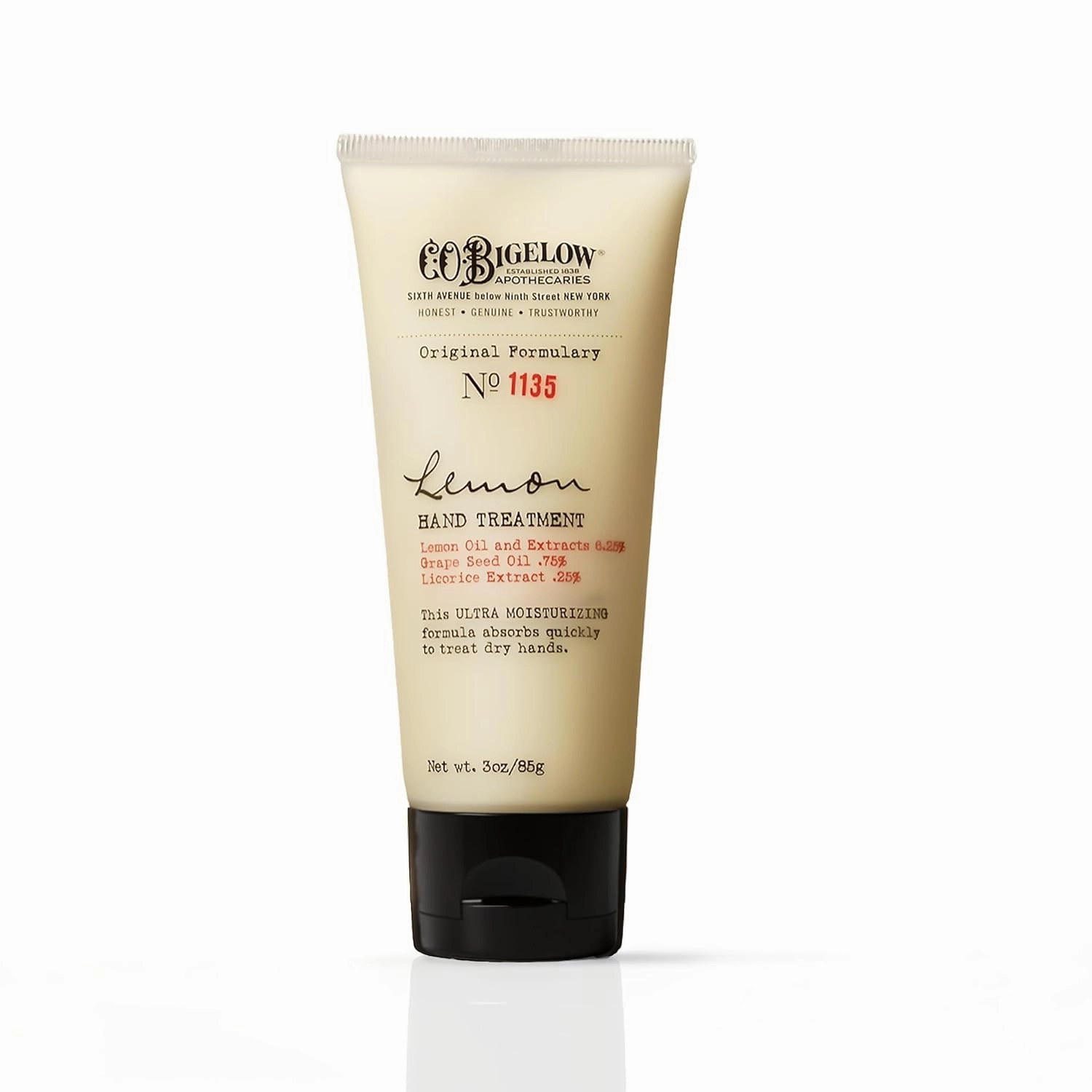 C.O. Bigelow Lemon Hand Treatment No 1135 - Hand Lotion for Dry Hands with Grape Seed Oil & Lemon Extract, Scented Lotion for Dry Skin, 3 Oz