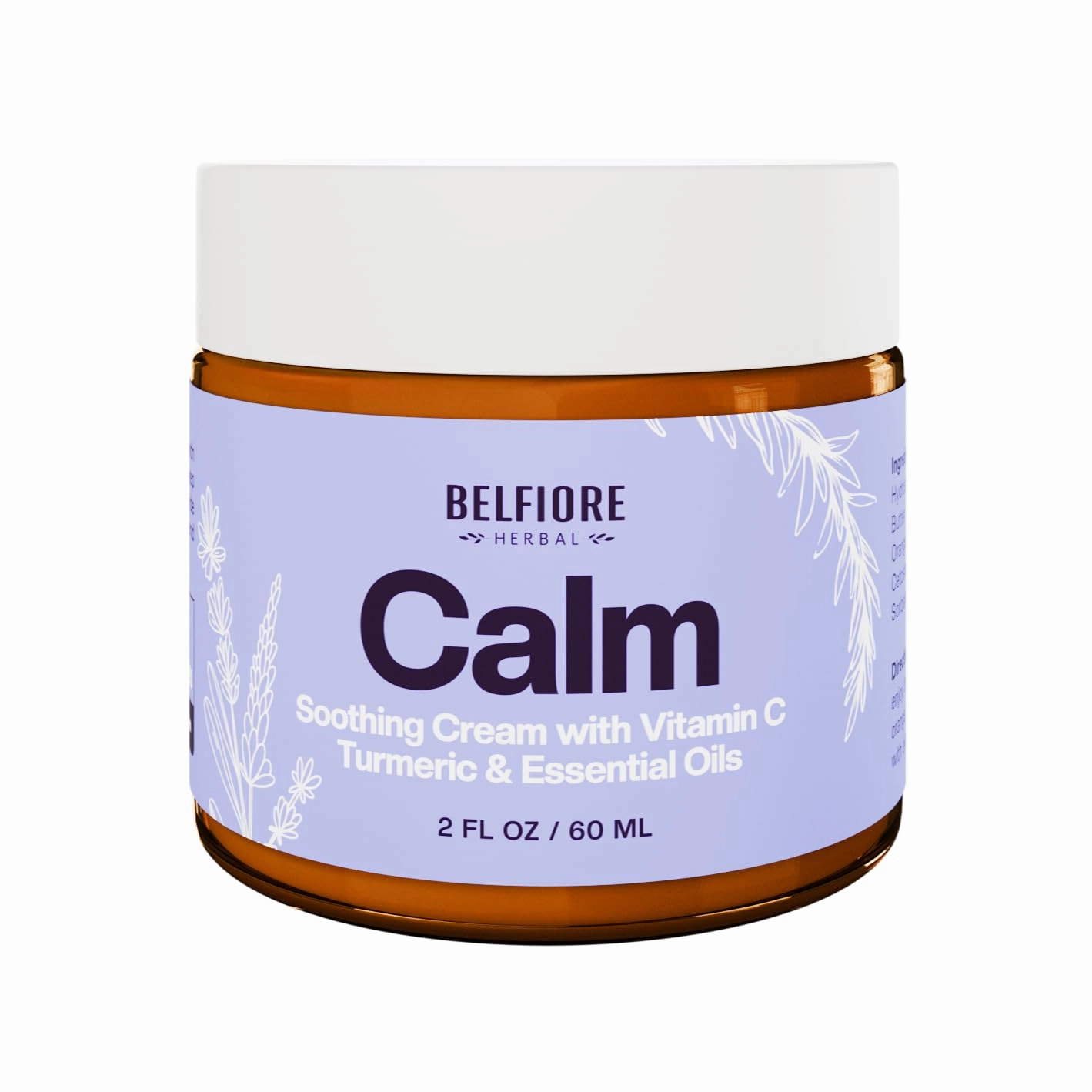 Calm 100% All Natural Soothing Cream - Turmeric & Vitamin C – Hydrating & Nourishing Moisturizer – Plant-Based, Non-GMO for Face & Body - Made in the USA - 2oz
