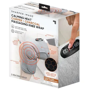Calming Heat Knee Wrap by Sharper Image Personal Electric Heating Pad with Copper & Charcoal; Vibrations, 2 Heat & 5 Vibrating Massage Settings for 10 Relaxing Combinations