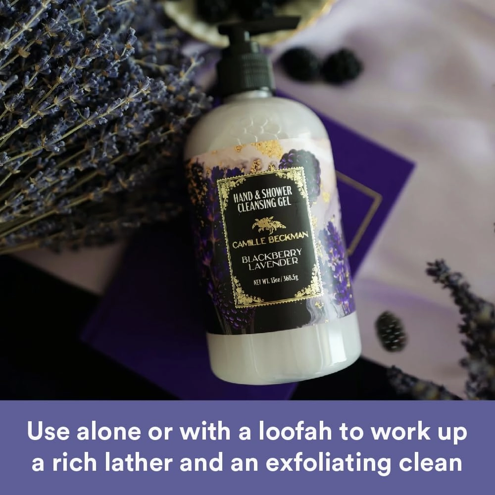 Camille Beckman Hand and Shower Cleansing Gel, Blackberry Lavender, 13 Ounce