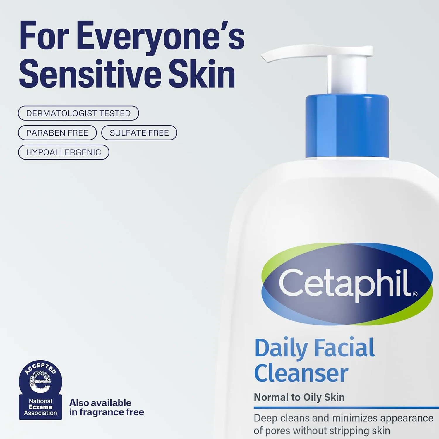 Cetaphil Face Wash, Daily Facial Cleanser for Sensitive, Combination to Oily Skin, NEW 16 oz 2 Pack, Gentle Foaming, Soap Free, Hypoallergenic