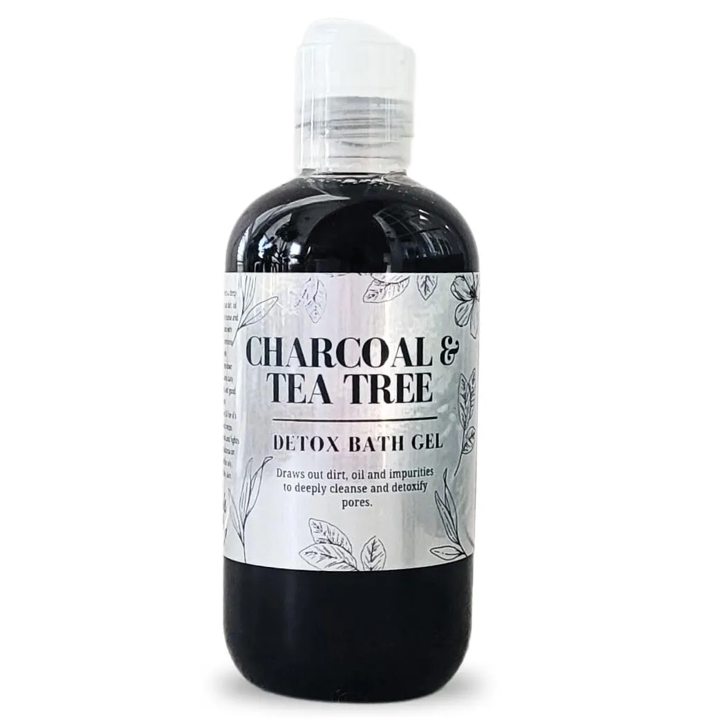 Charcoal & Tea Tree Detox Shower Bath Gel. Made with Organic Plant Based Ingredients. Sulfate Free