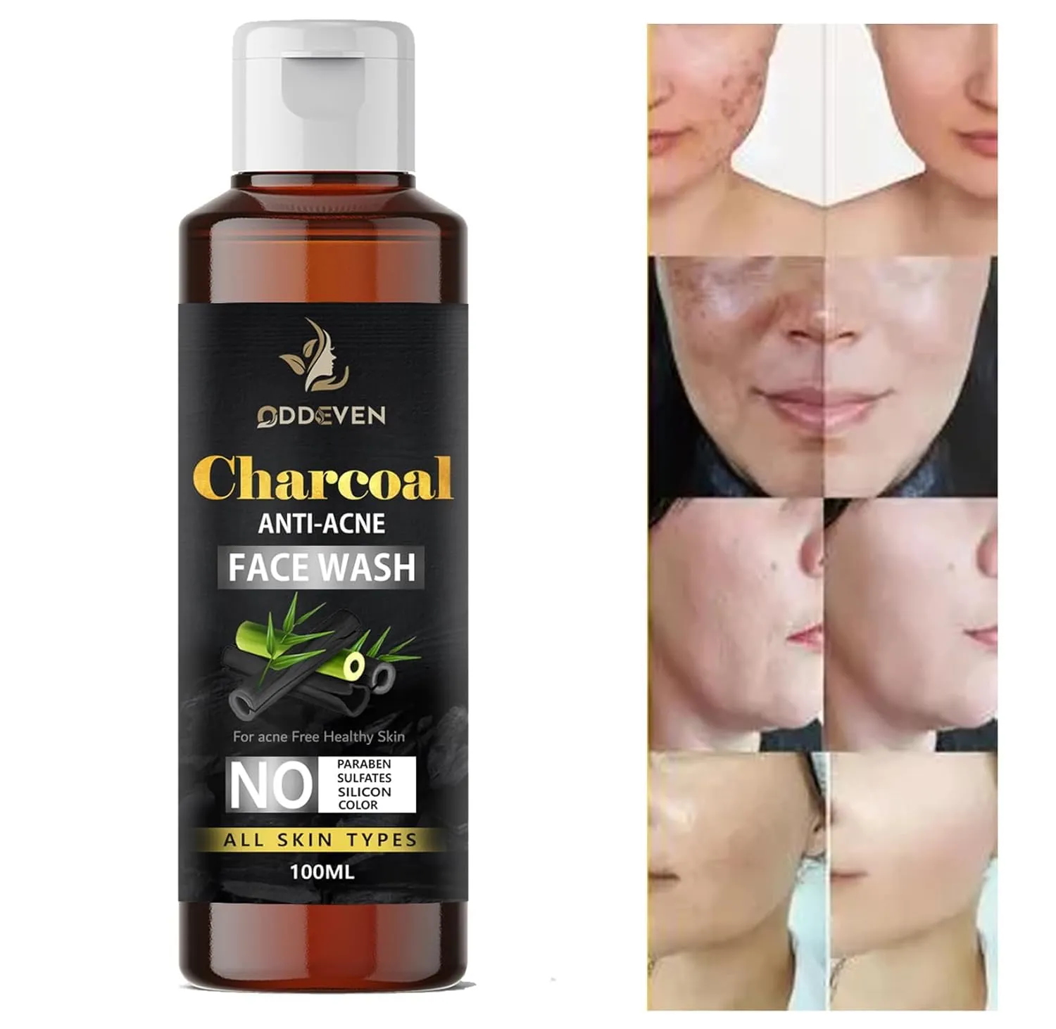 Charcoal Foaming Face wash Deep skin Cleanse skin impurities With Built-in foaming Brush|Sulphate free Face wash| Paraben Free| 100 ml x Pack of 1