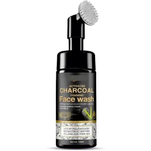 Charcoal Foaming Face Wash with Built-In Face Brush for Deep Cleansing - No Parabens, Sulphate, Silicones & Color 150 ml Pack Of 1