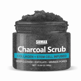 Charcoal Body Scrub, Deeply Cleanses Pores, Removes Blackheads and Acne, Gentle Exfoliation Suitable for Face and Body, 300g Charcoal Scrub