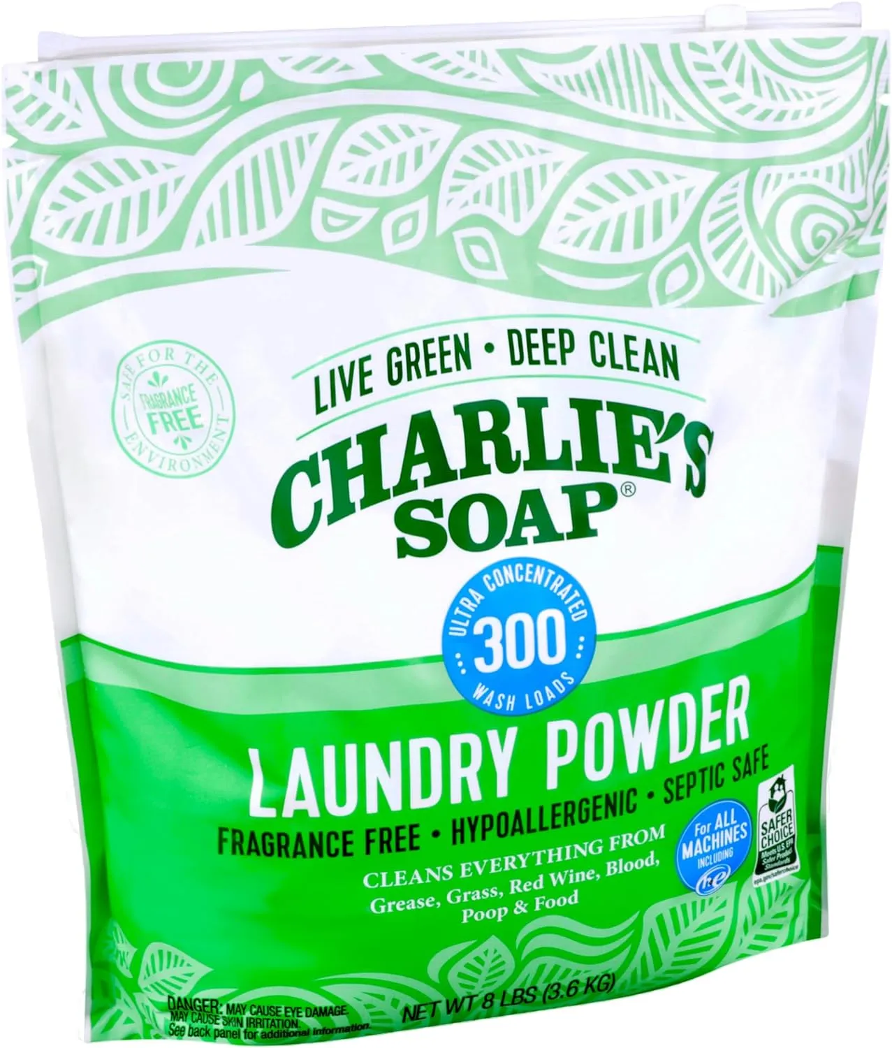Charlie’s Soap Hypoallergenic Laundry Detergent Powder Baby Gentle 8lb Bag Fragrance Free Plant Based Deep Cleaning – Biodegradable Eco Friendly Sustainable