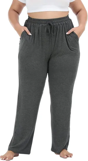 Cheapestbuy Women's Plus Size Comfy Lounge Pants Active Yoga Sweatpants Casual Stretchy Jogger Pants with Pockets Drawstring