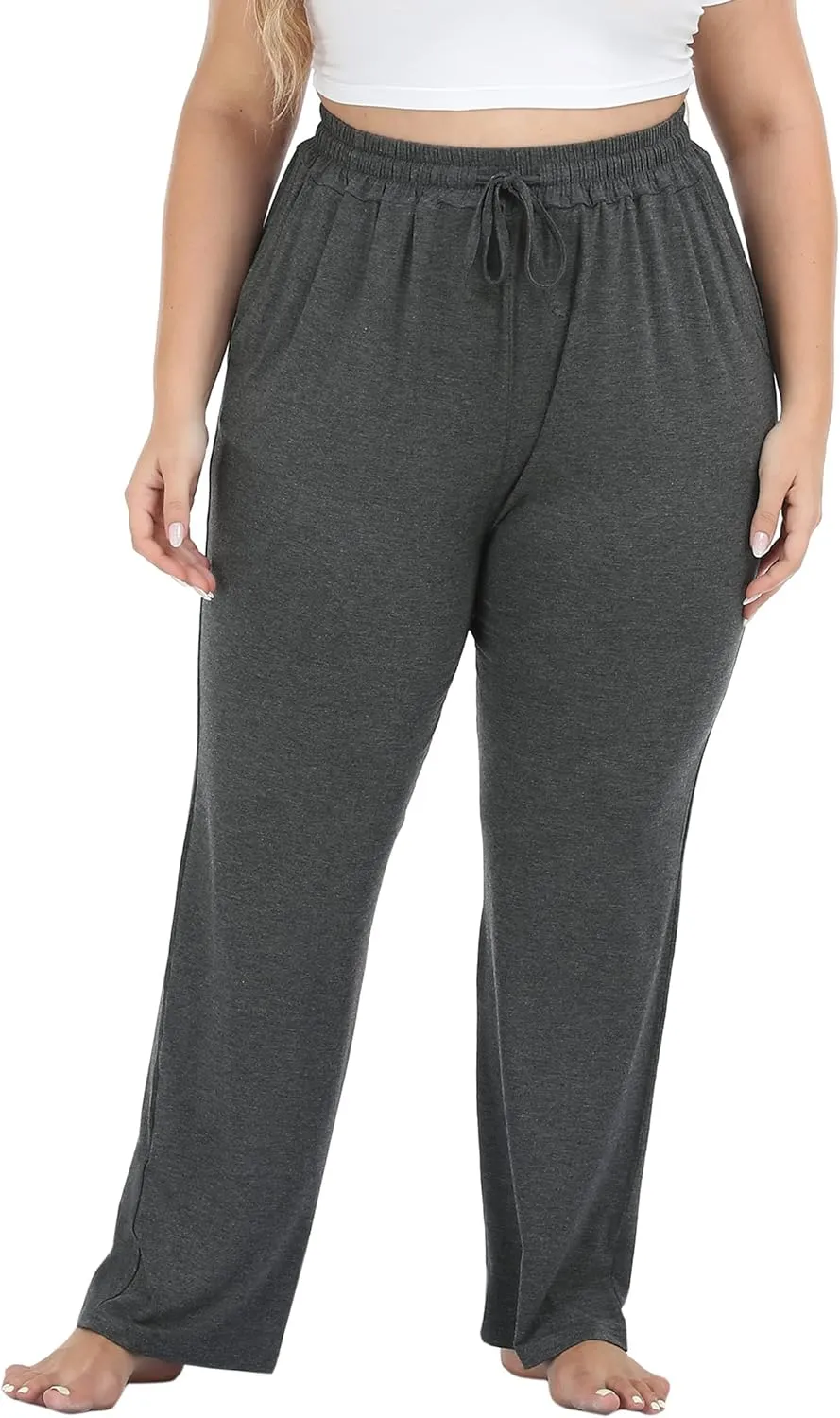 Cheapestbuy Women's Plus Size Comfy Lounge Pants Active Yoga Sweatpants Casual Stretchy Jogger Pants with Pockets Drawstring