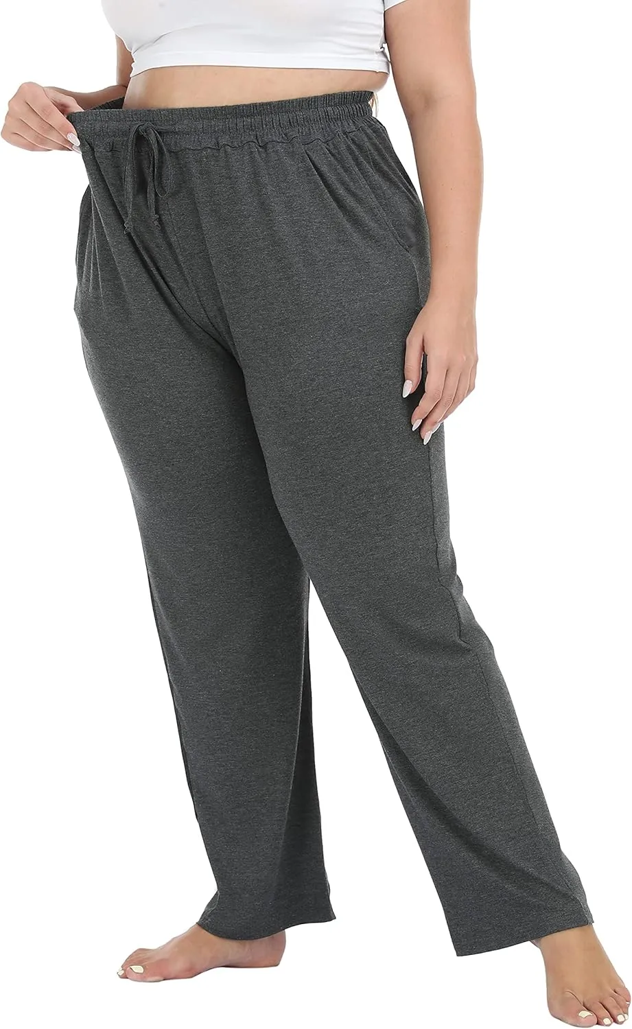 Cheapestbuy Women's Plus Size Comfy Lounge Pants Active Yoga Sweatpants Casual Stretchy Jogger Pants with Pockets Drawstring
