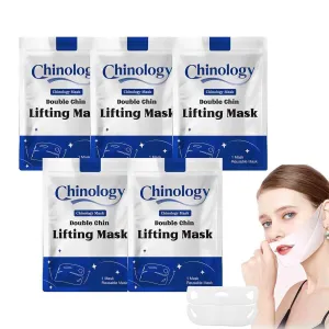 Chinology Chin Mask, Chinology Double Chin Lifting Mask, Deep Collagen Jawline Shaper Masks for Tightening and Firming- with Hyaluronic Acid, Vitamin E (5pcs)