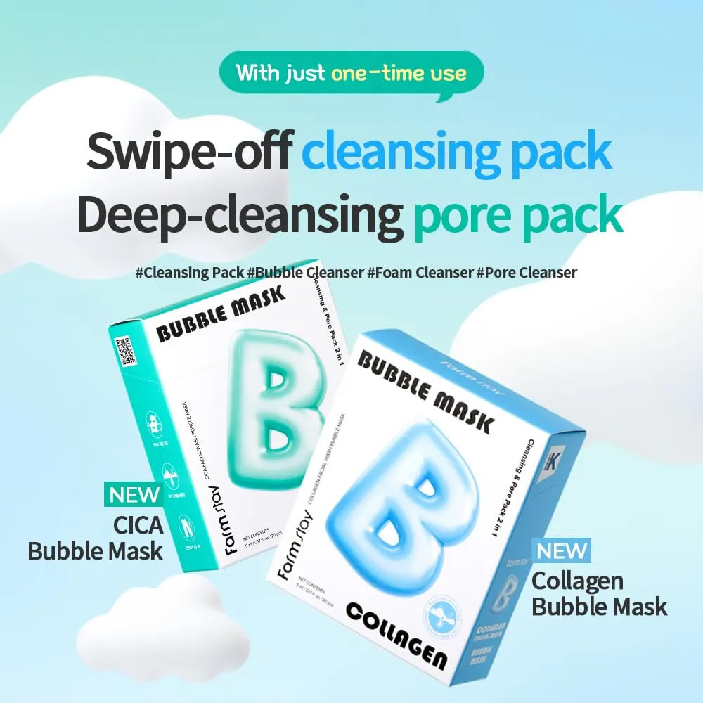 Cica Facial Wash Bubble Mask, Korean Pore Cleanser for Blackheads, Exfoliator Dead Skin Cells, Deep Cleansing & Hydrating, Non-Irritating & Soothing for Sensitive Skin, For Men & Women, 20 pcs