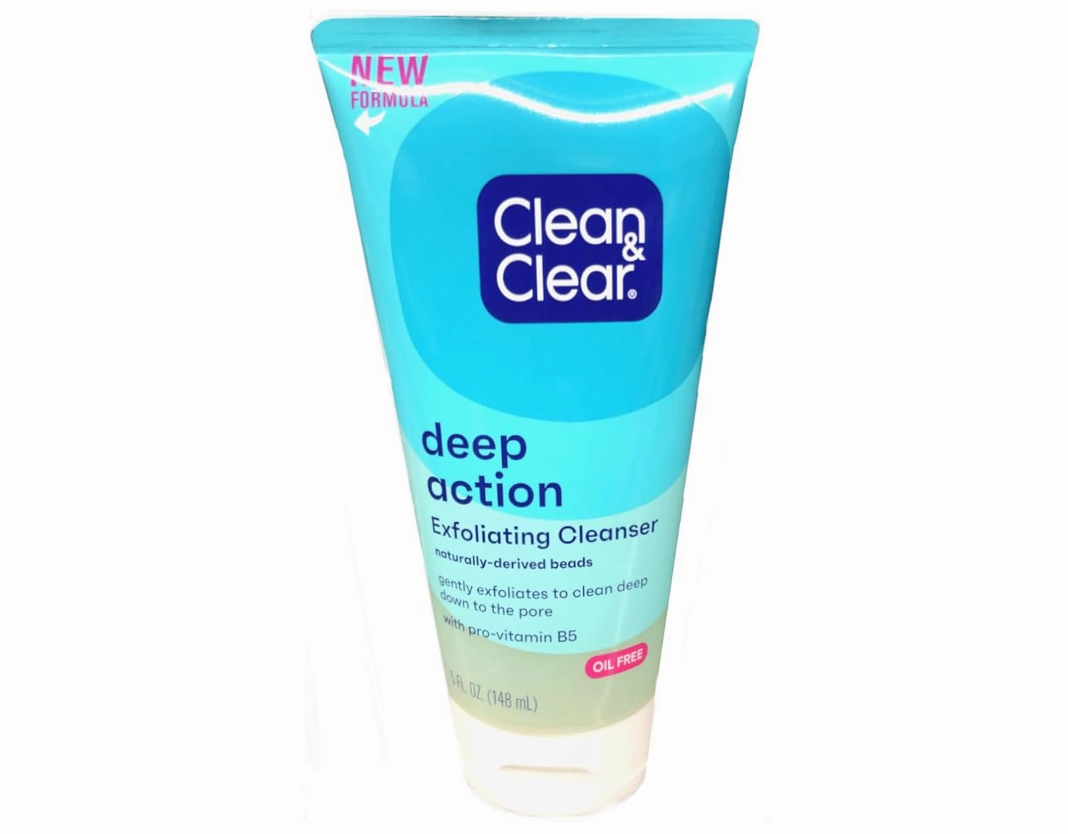 Clean & Clear Oil-Free Deep Action Exfoliating Facial Cleanser with Pro-Vitamin B5, Gentle Exfoliating Daily Face Wash Cleans Deep for Soft, Smooth, Hydrated Skin, Paraben-Free, 5 fl. oz, Pack of 3
