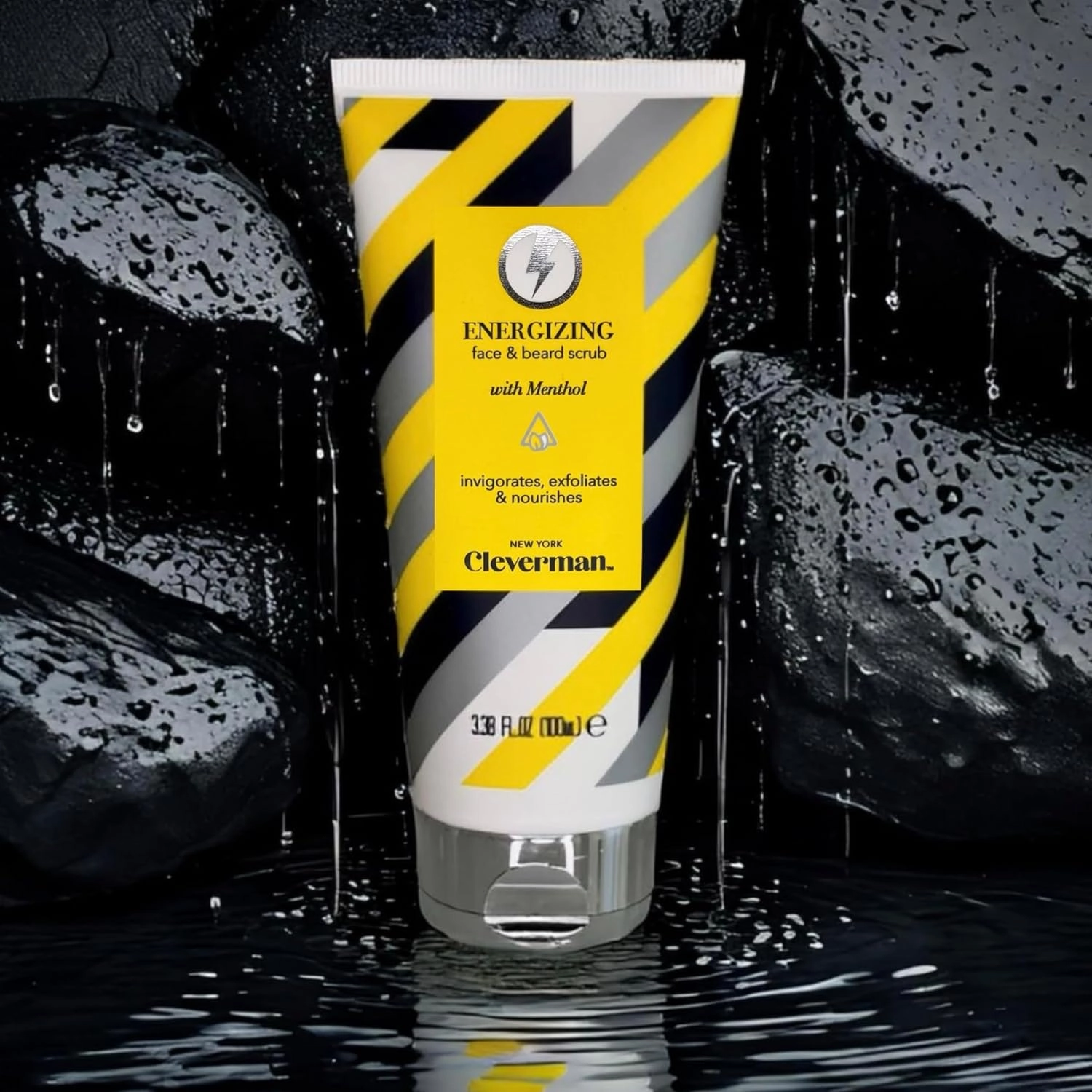 Cleverman Energizing Face and Beard Scrub for Men, 100ml, Menthol-Infused Refreshing and Exfoliating Facial Cleanser, Beard Scrub for All Skin Types