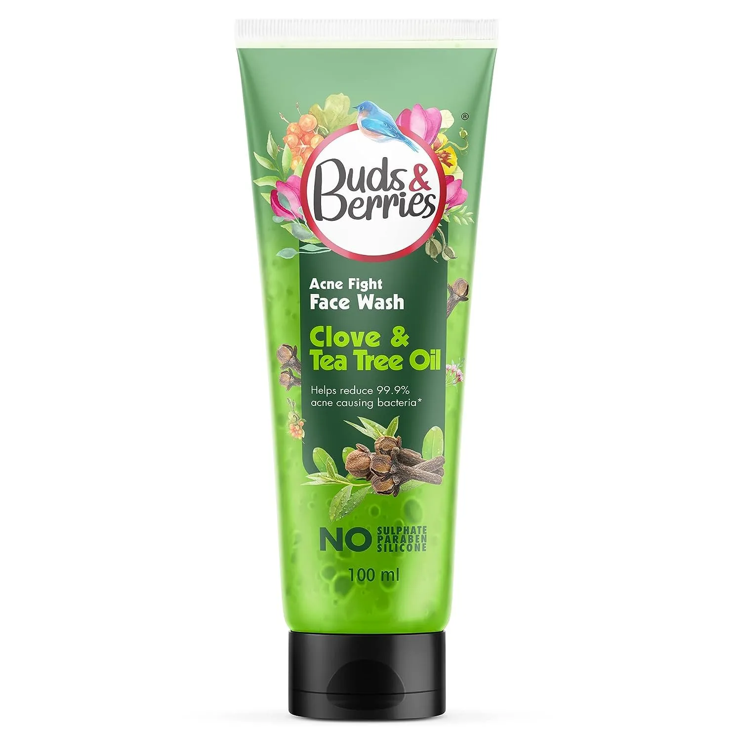 Clove and Tea Tree Oil Acne Fight Face Wash, Helps Clear Blemishes and Spots | pH Balanced Gentle Facewash | No Sulphate, No Paraben | 100 ml
