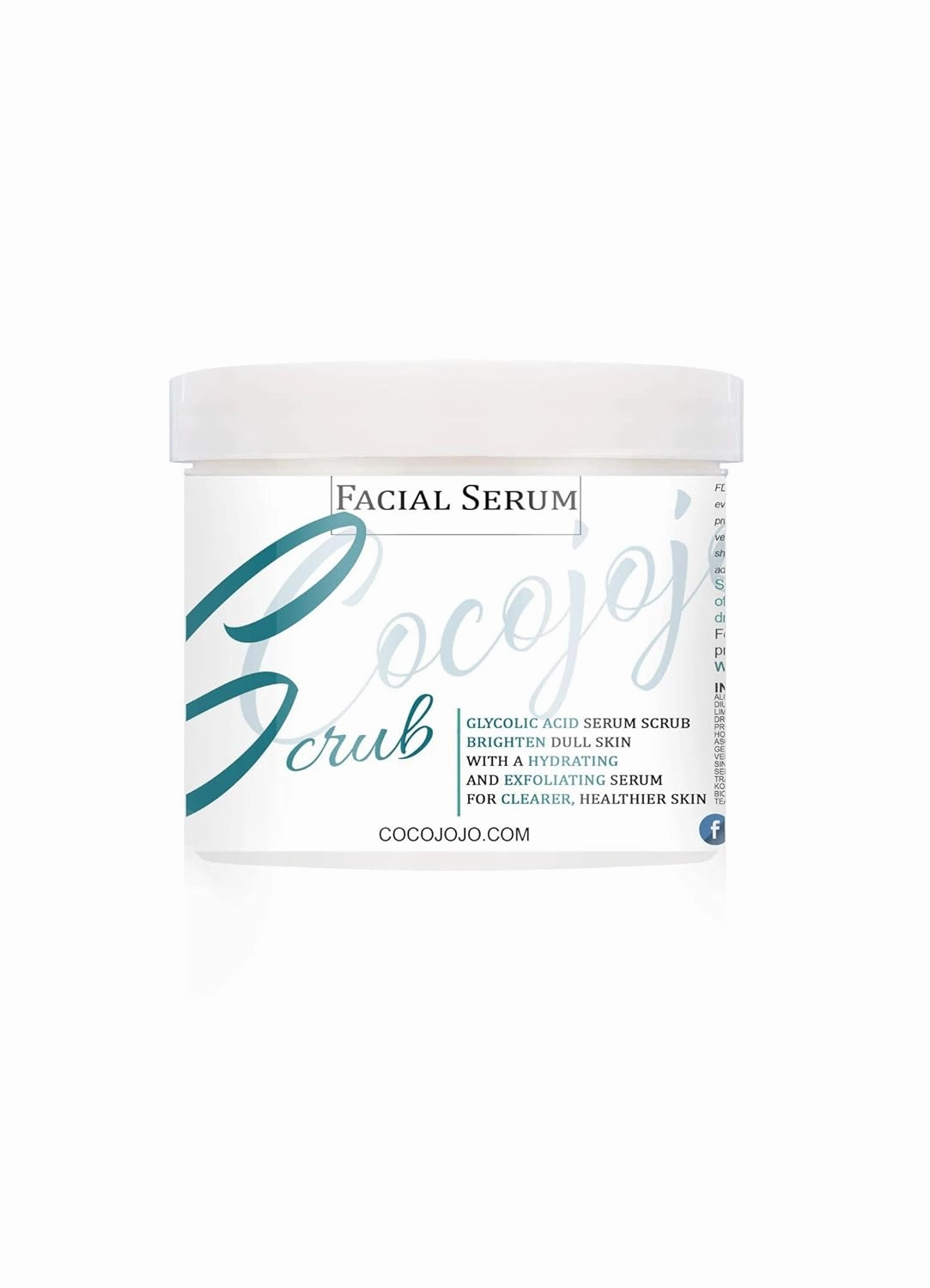 Cocojojo Facial Scrub Serum - Microdermabrasion Face Scrub and Facial Mask 8 Oz Face Exfoliator Glycolic Acid Grapefruit Dead Sea Mud Deep Cleansing Mostly Natural Ingredients