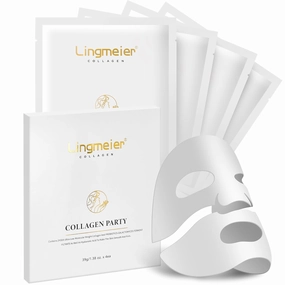 Collagen Face Mask - 80,000ppm Marine Hydrolyzed Collagen & Hyaluronic Acid | Overnight Hydration Gel Sheet for Deep Moisture | Gentle Formula, Safe for Sensitive Skin