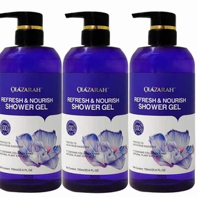 Collagen-Infused Refresh & Nourish Shower Gel w/Lavender and Natural Plant Extracts for Cleansing & Firming, Paraben and Dye-Free (Lot of 3)