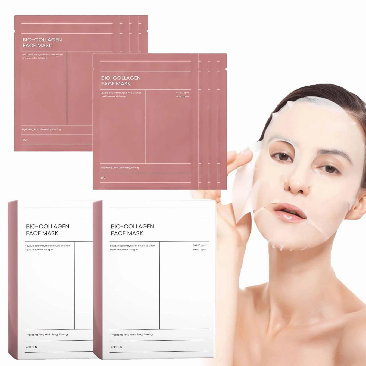 Collagen Mask, Bio-Collagen Real Deep Mask, Collagen Overnight Face Mask, Hydrating Overnight Hydrogel Mask, Collagen Face Mask Overnight, Pure Collagen Films for Lifting, Firming