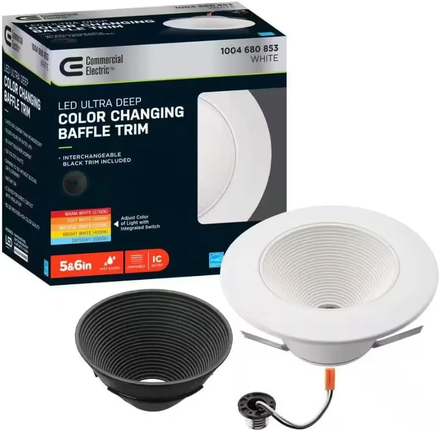 Commercial Electiric 5/6 inch LED Ultra Deep Color Changing Baffle Trim