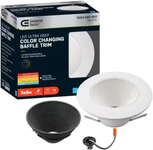 Commercial Electiric 5/6 inch LED Ultra Deep Color Changing Baffle Trim