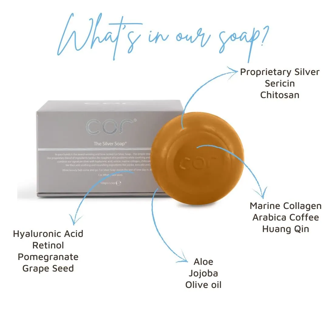 Cor Colloidal Silver Soap Bar, Simple Face Soap for Hydrating and Deep Cleansing, Natural Soap Bar with Colloidal Silver for Gentle Skin Care