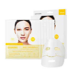 COSNORI Vitamin C Hydrogel Mask - Supports a Brighter-Looking Complexion, Hydrating, Korean Facial Sheet Mask, 0.98 oz (28g) x 6ea