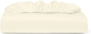 Cosy House Collection 100% Rayon Derived from Bamboo Fitted Sheet - Cooling, Breathable, Silky Soft Deep Pocket Bottom Sheet (King, Cream)