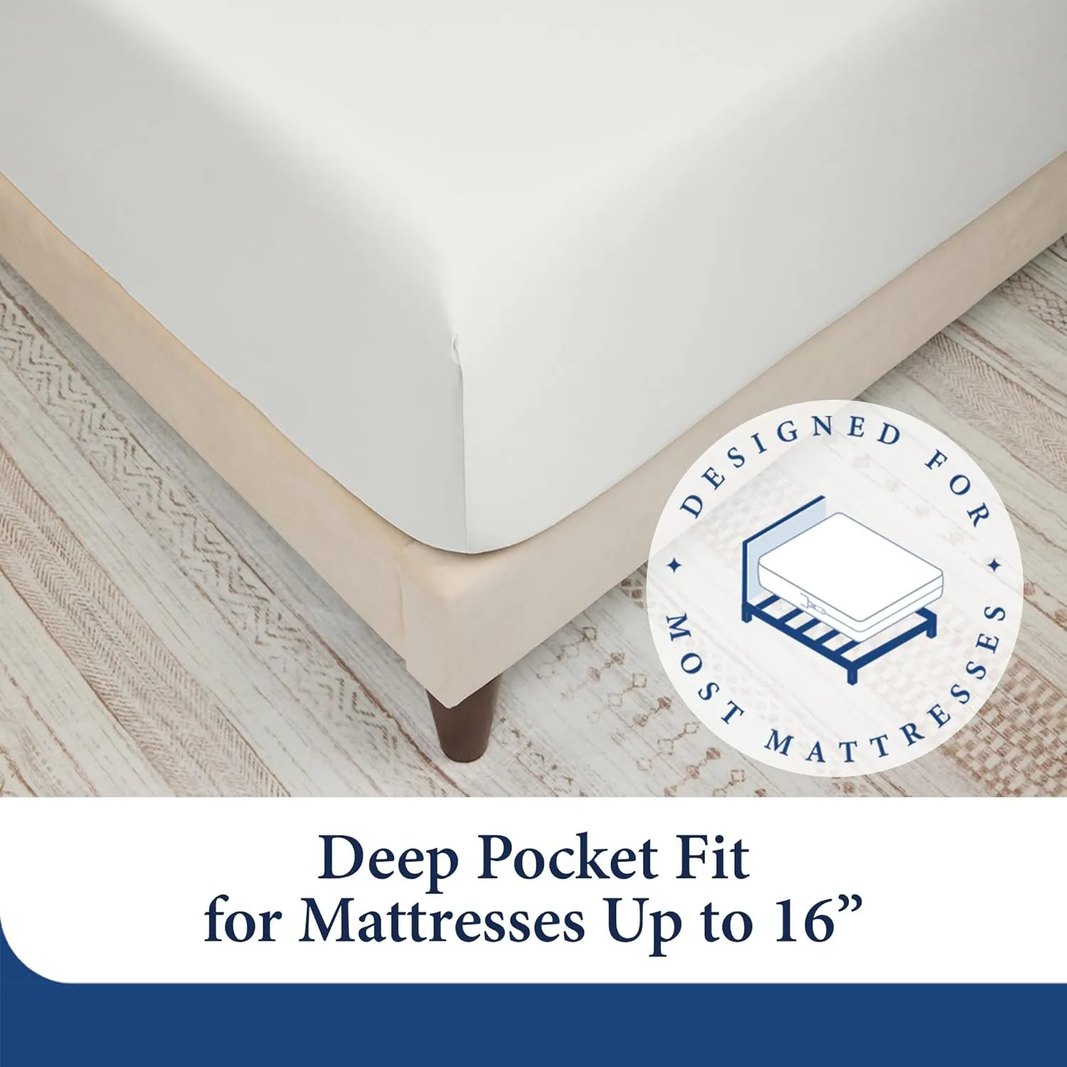 Cosy House Collection 100% Rayon Derived from Bamboo Fitted Sheet - Cooling, Breathable, Silky Soft Deep Pocket Bottom Sheet (King, Cream)
