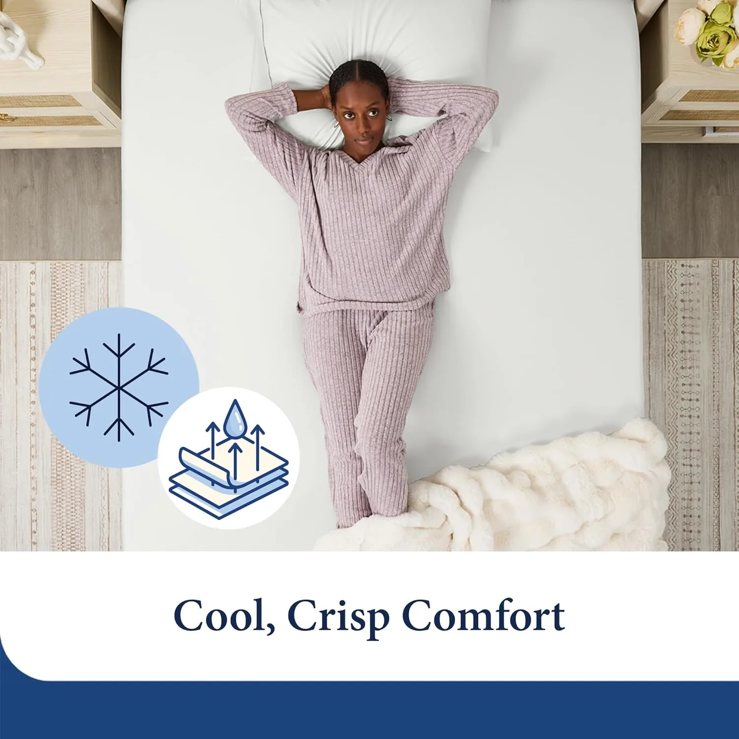 Cosy House Collection 100% Rayon Derived from Bamboo Fitted Sheet - Cooling, Breathable, Silky Soft Deep Pocket Bottom Sheet (King, Cream)
