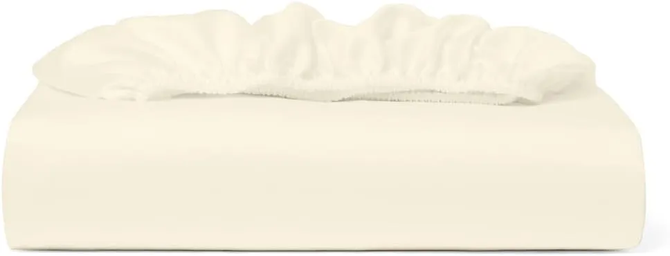 Cosy House Collection 100% Rayon Derived from Bamboo Fitted Sheet - Cooling, Breathable, Silky Soft Deep Pocket Bottom Sheet (King, Cream)