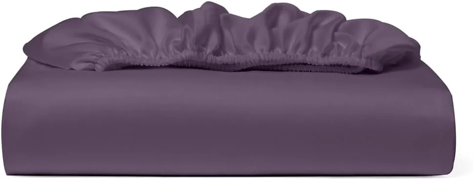 Cosy House Collection 100% Rayon Derived from Bamboo Fitted Sheet - Cooling, Breathable, Silky Soft Deep Pocket Bottom Sheet (King, Purple)