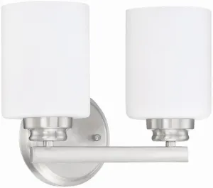 Craftmade 50502-BNK-WG Bolden White Frost Glass Vanity Bath Lighting, 2-Light 200 Watts, Brushed Polished Nickel