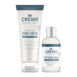Cremo Barber Grade Pre- and Post Shave Bundle with Sensitive Shave Cream, 6oz and Post Shave Balm, 4oz