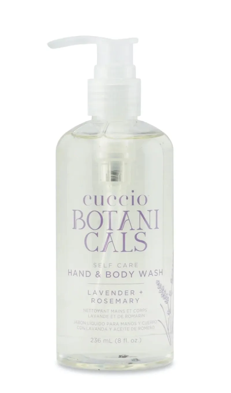 Cuccio Botanicals Hydrating Hand & Body Wash, Lavender & Rosemary, 8 oz – Nourishing and Soothing Cleanser for Soft, Refreshed Skin