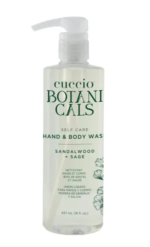 Cuccio Botanicals Hydrating Hand & Body Wash, Sandalwood & Sage, 16 oz – Moisturizing and Soothing Cleanser for Soft and Refreshed Skin