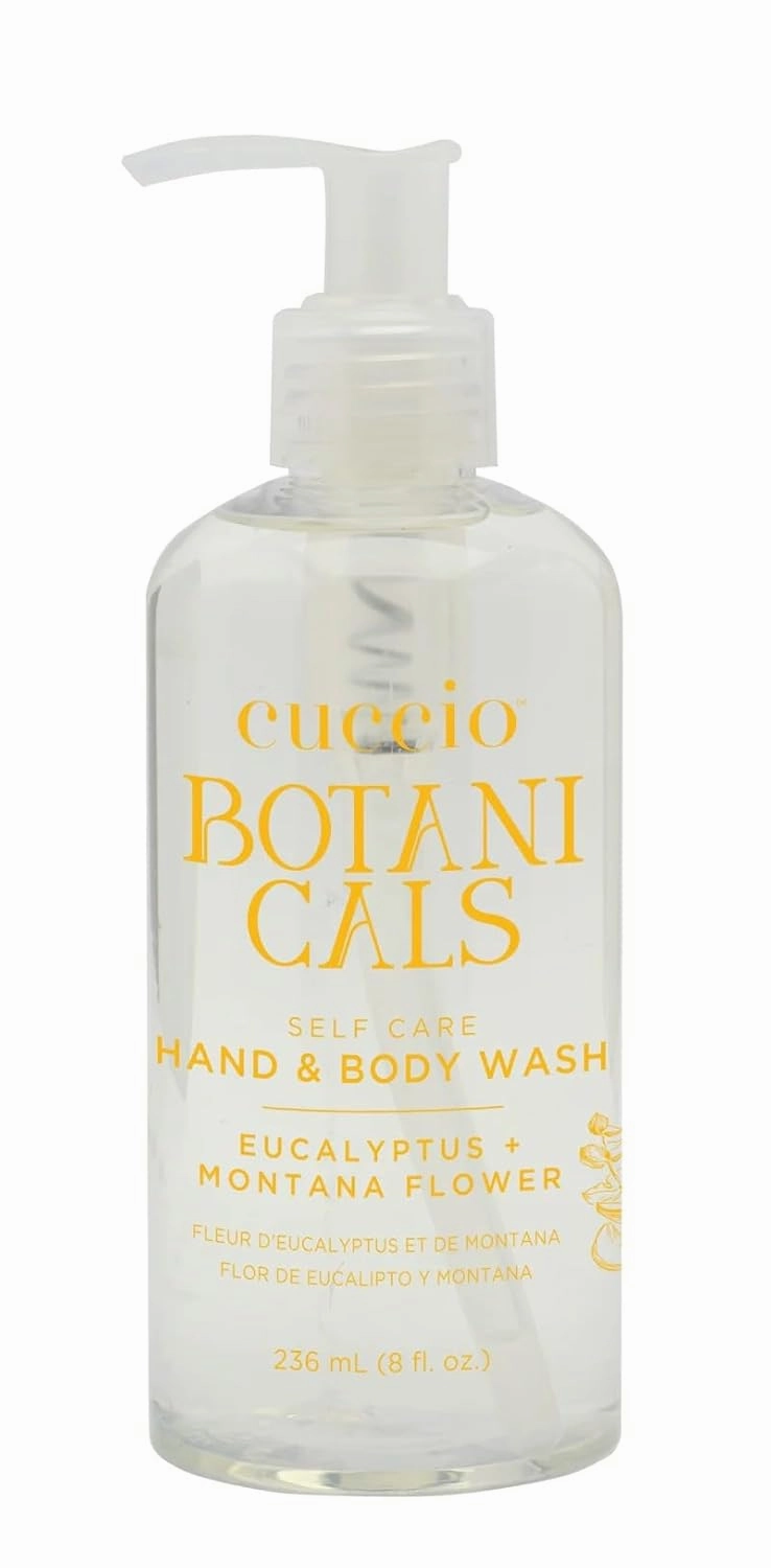 Cuccio Botanicals Hydrating Hand & Body Wash, Eucalyptus & Montana Flower, 8 oz – Soothing and Nourishing Cleanser for Soft, Refreshed Skin
