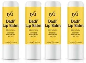 Dadi Lip Balm Qty 4 - Natural, Coconut Scent - Suitable for Dry Skin - Soothing & Hydrating