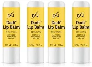 Dadi Lip Balm Qty 4 - Natural, Coconut Scent - Suitable for Dry Skin - Soothing & Hydrating