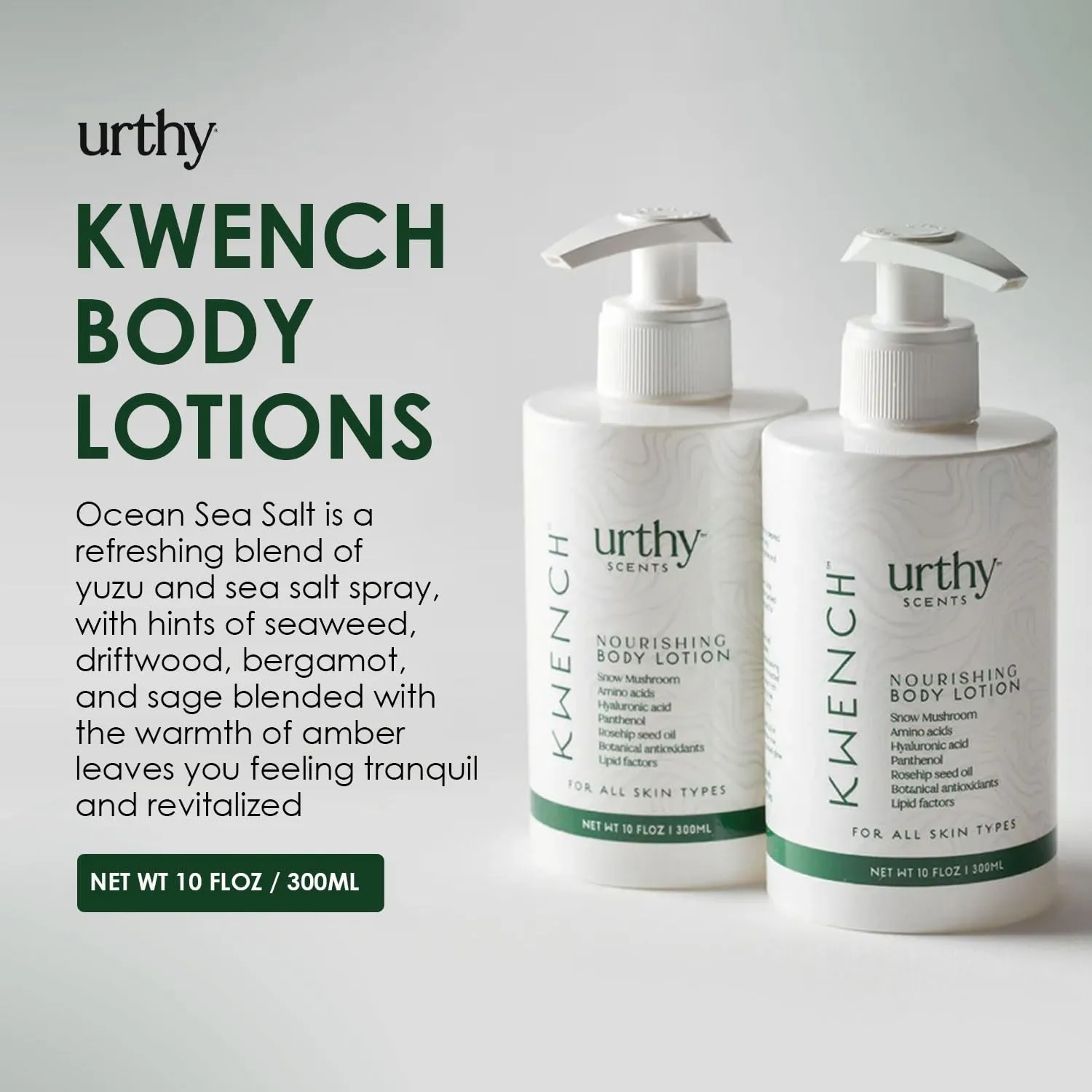 Daily Hydrating Body Lotion for Radiant Skin, Moisturizing Natural Glow Lotion, Paraben Free Lotion for Women, Long Lasting Lotion for Healthy and Glowing Skin (300 ml, Ocean Sea Salt)