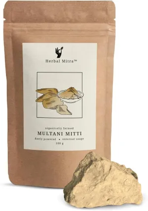 DD 100% Natural & Pure Multani Mitti Powder for Face, Skin and Hair | Soothing, Nourishing, Exfoliating, Smoothening Face | Fuller's Earth, Bentonite Clay | Eco-Friendly Paper Pouch